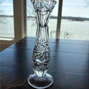 Collectible Lausitzer Glas Crystal Bud Vase Hand Cut Glass